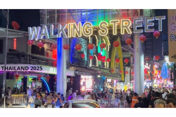 Walking Street Pattaya nightlife neon lights 2025